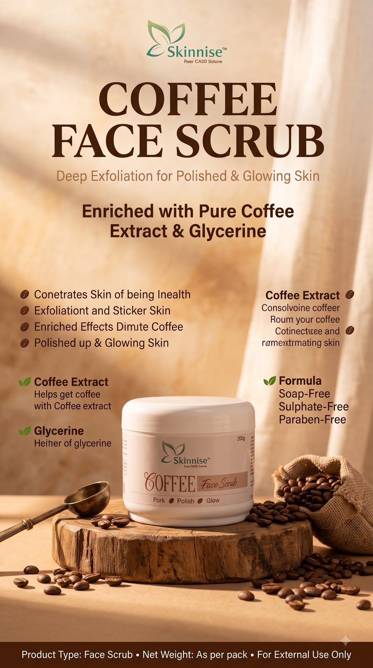 Coffee Face Scrub Beauty And Skin Care 200 G